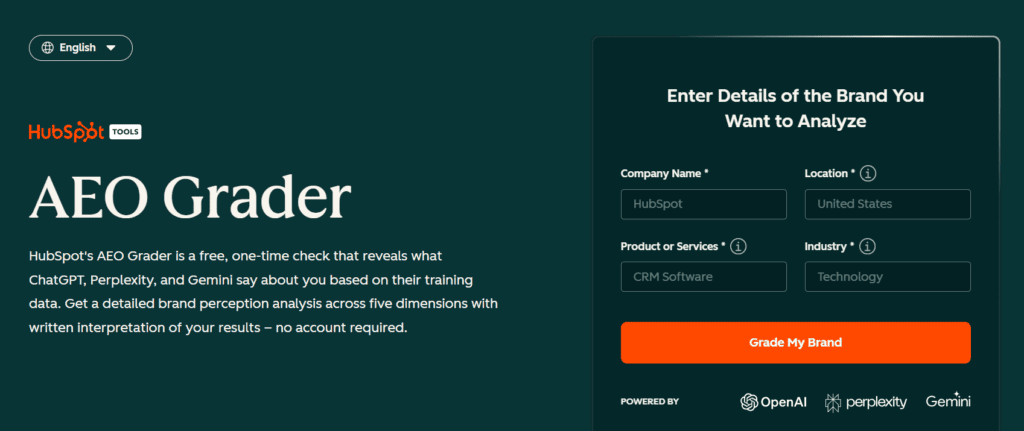 hubspot aeo grader page