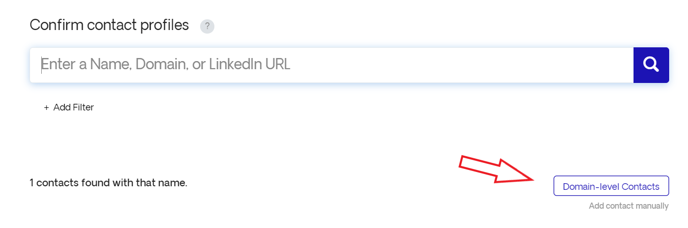 Domain level contact button