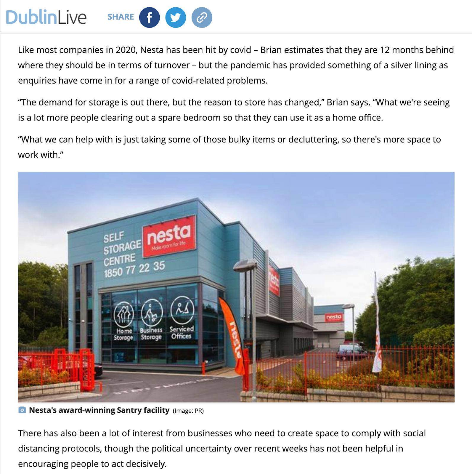 Nesta Storage feature in DublinLive