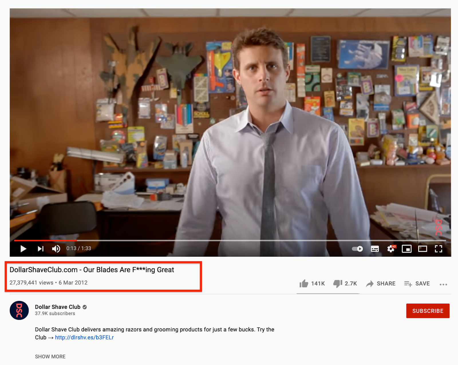 Dollar Shave Club youtube video