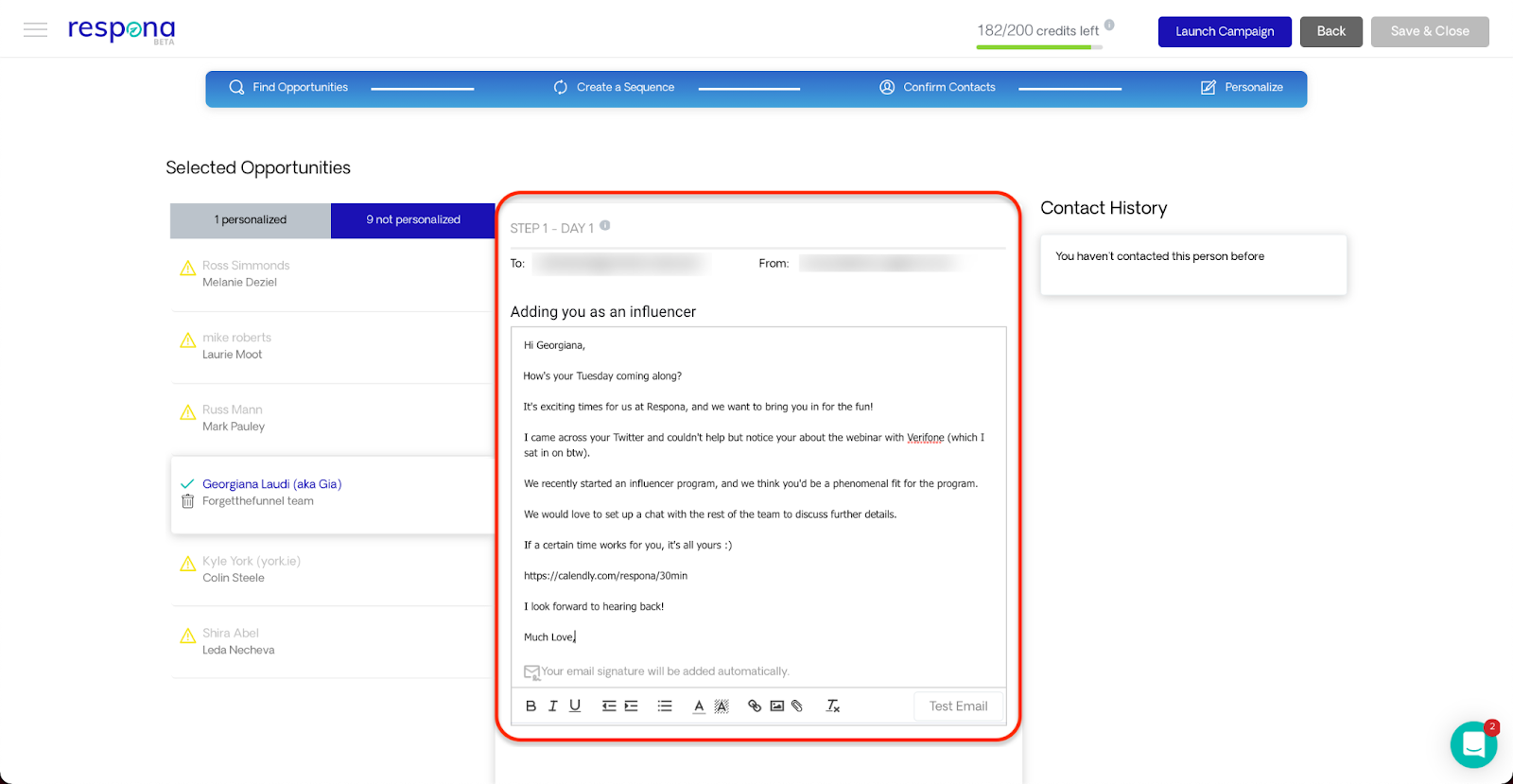 Personalized message