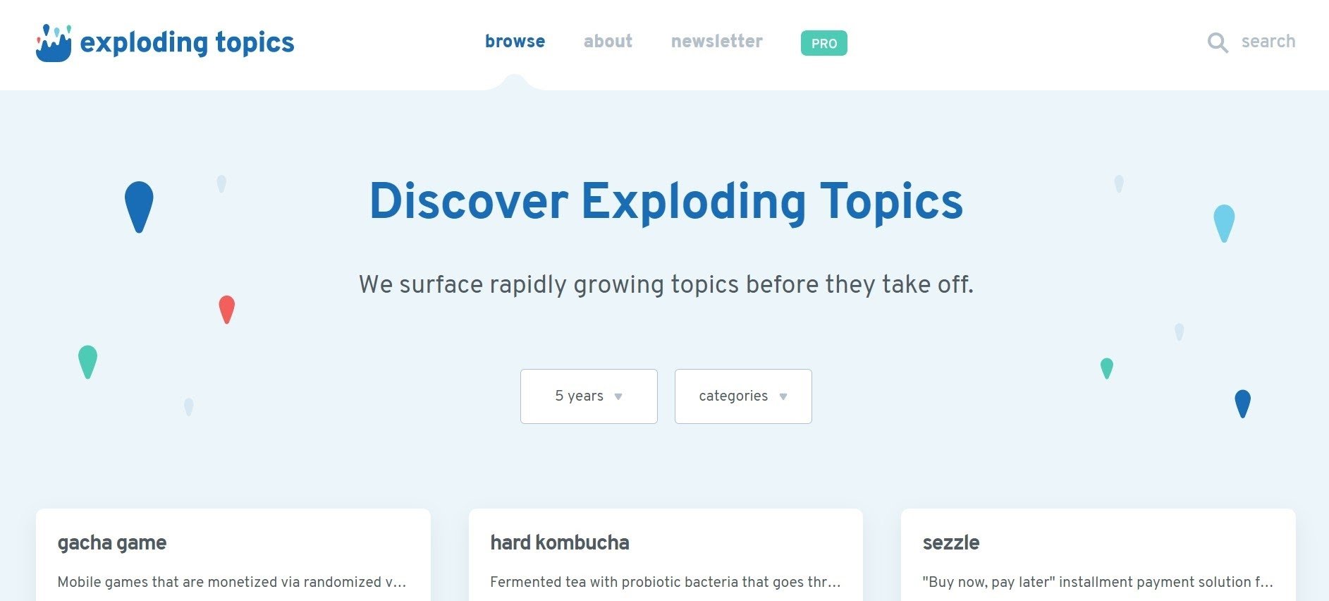 Exploding Topics home page
