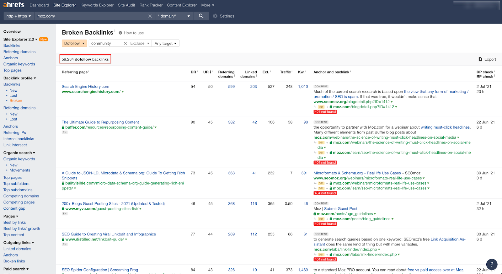 Ahrefs broken link building opportunities