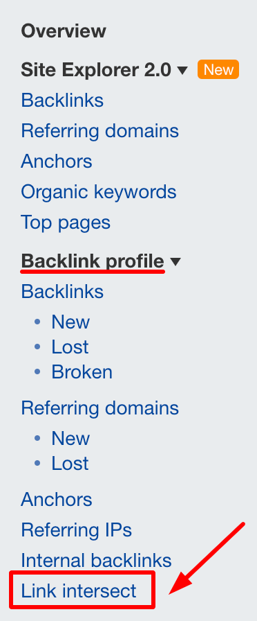 Ahrefs backlink profile feature