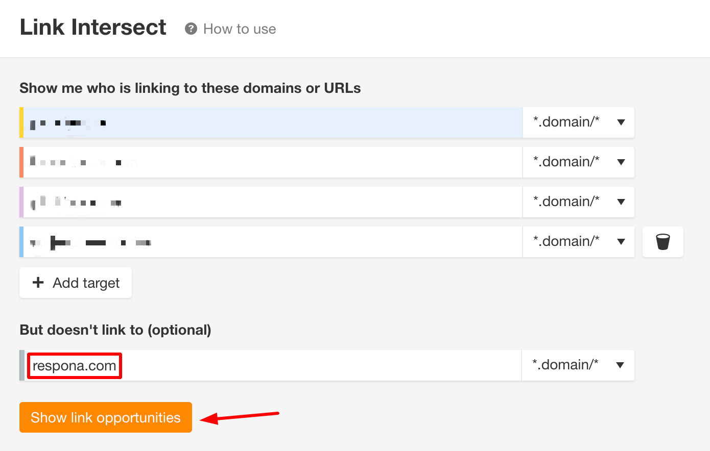 Excluding Respona from a link intersect