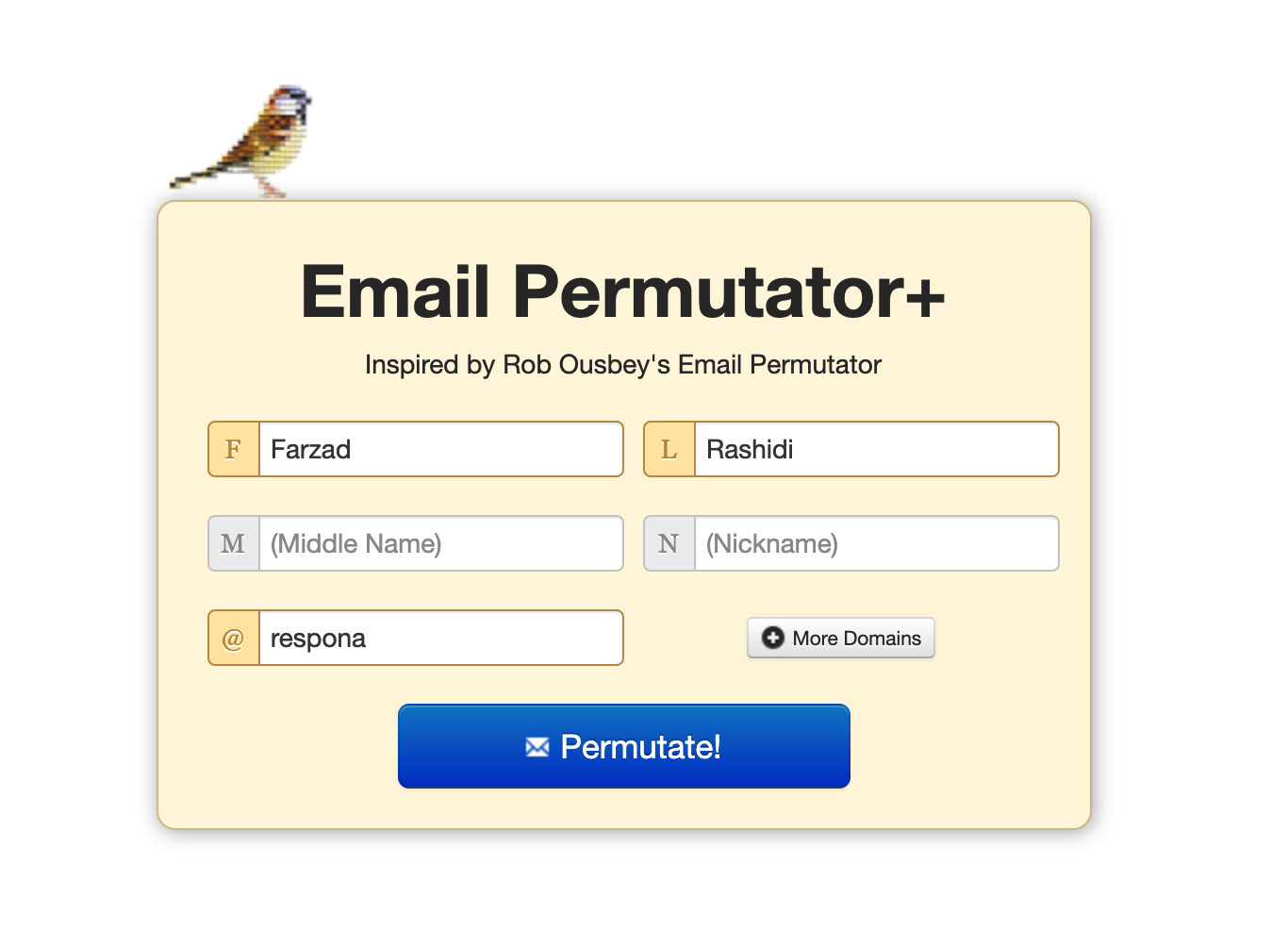 E-post permutator eksempel 