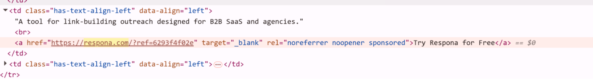 link with sponsored tag