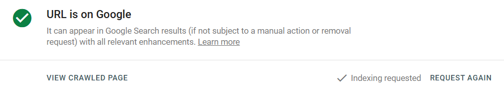 manually requesting indexing in google search console