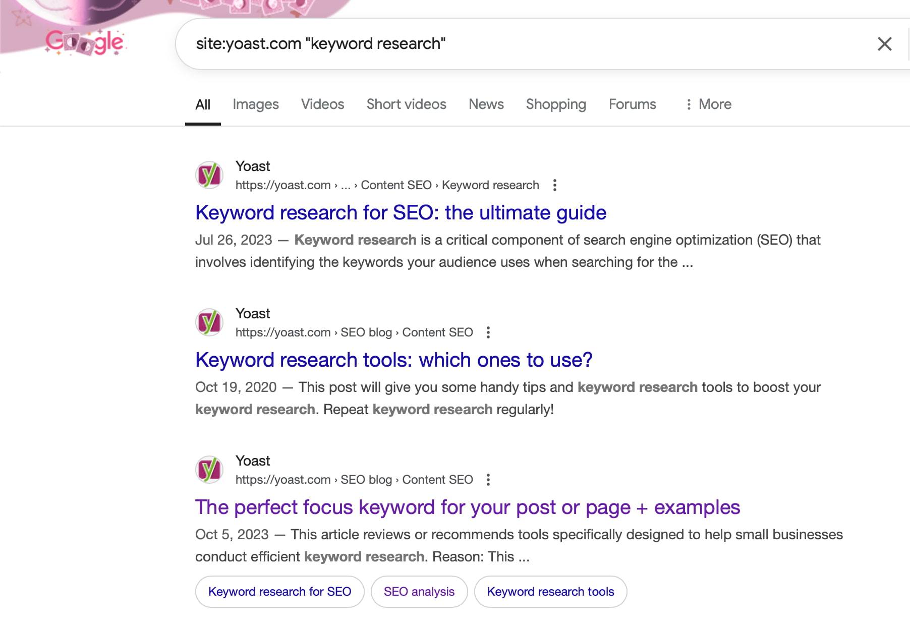yoast cannibalized contentt example