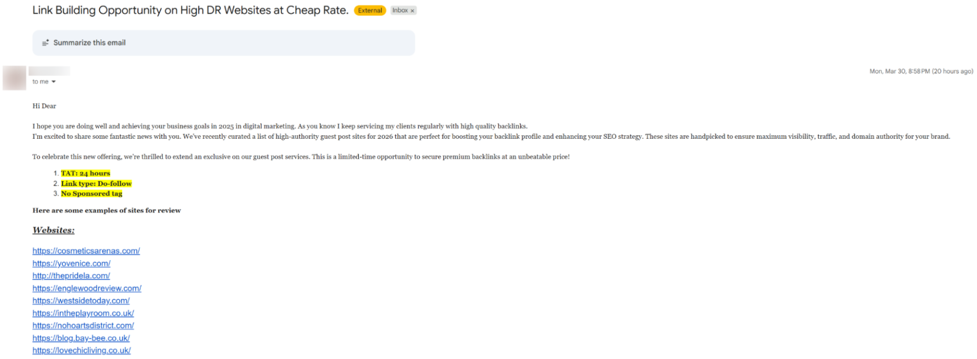 email reseller spam email example