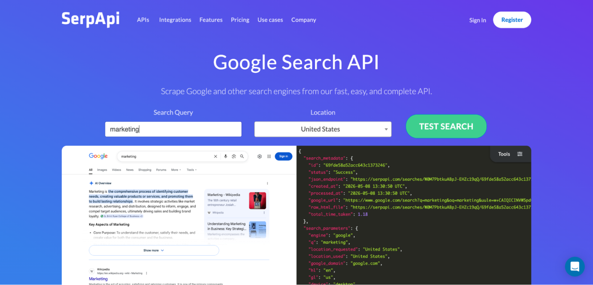 serpapi homepage