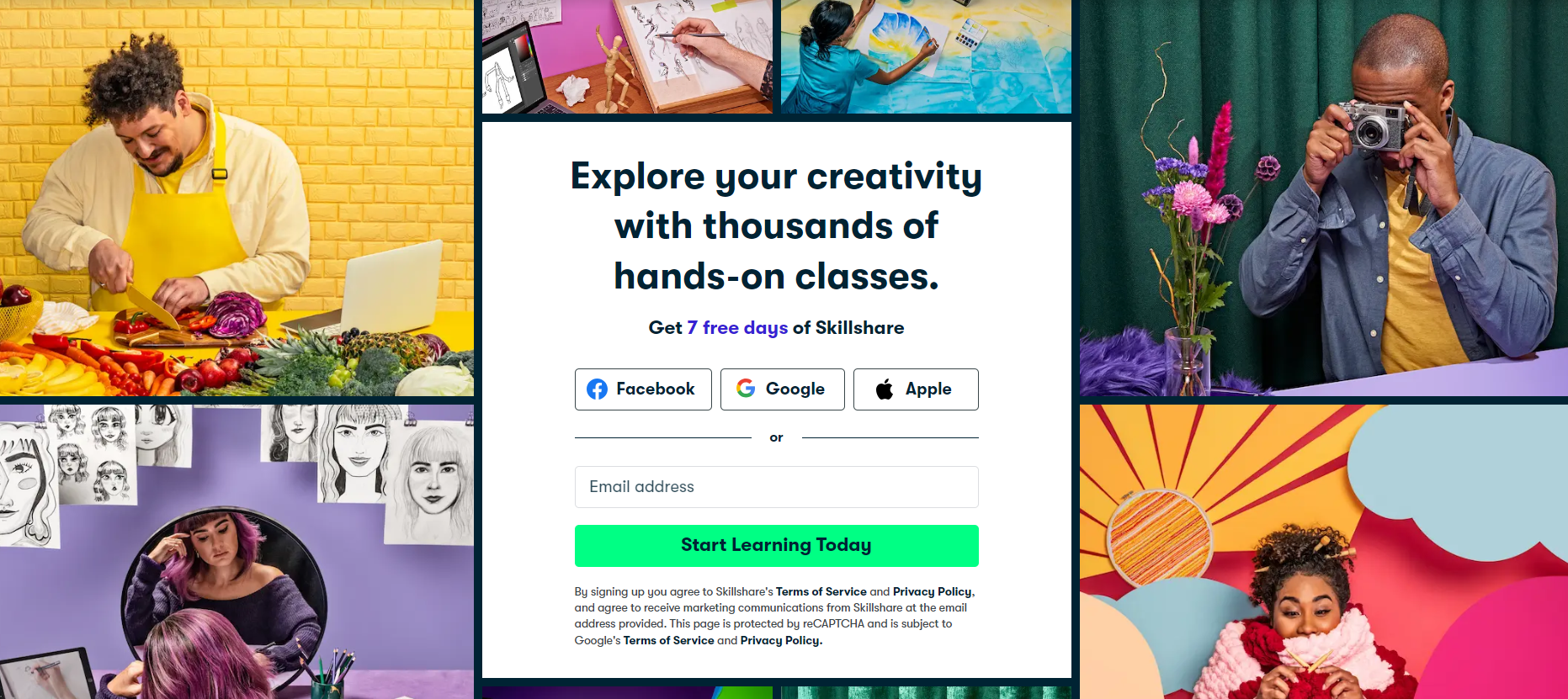 skillshare homepage