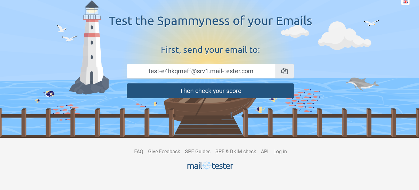 mail-tester homepage