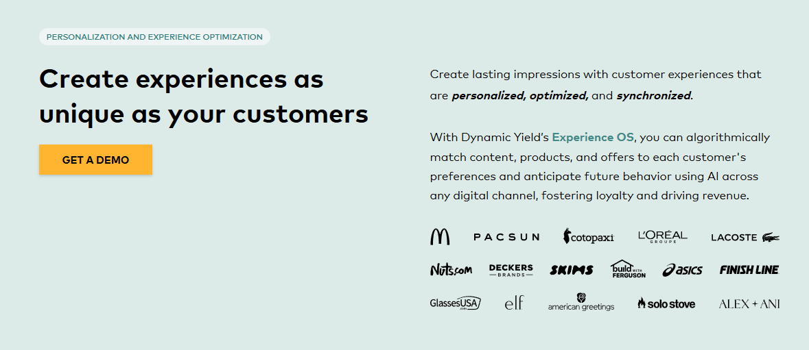 dynamic yield homepage