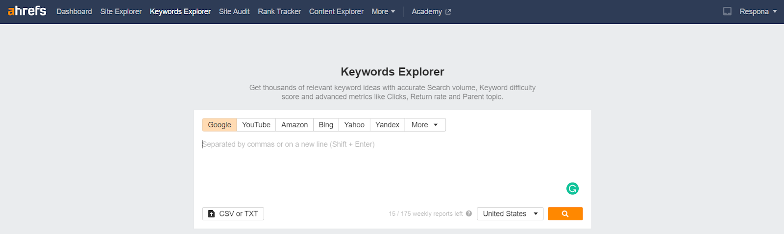 ahrefs keyword explorer