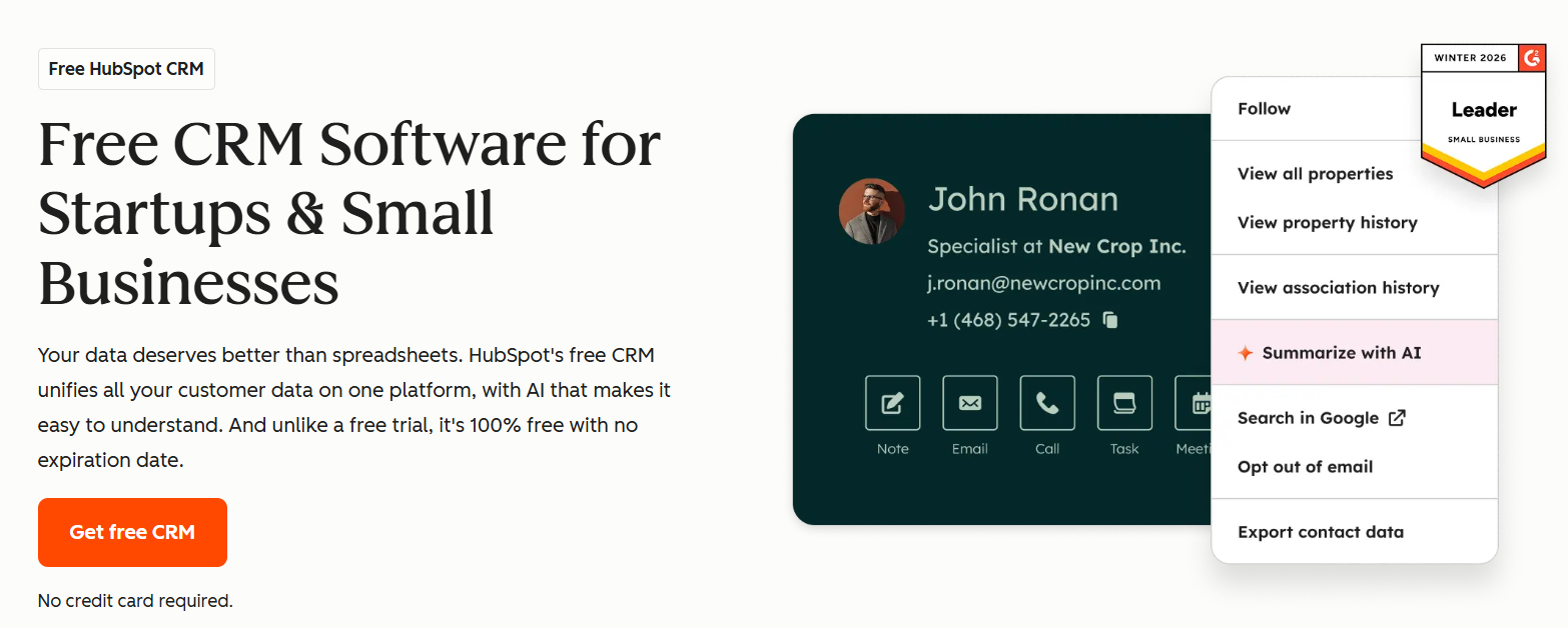 hubspot crm page