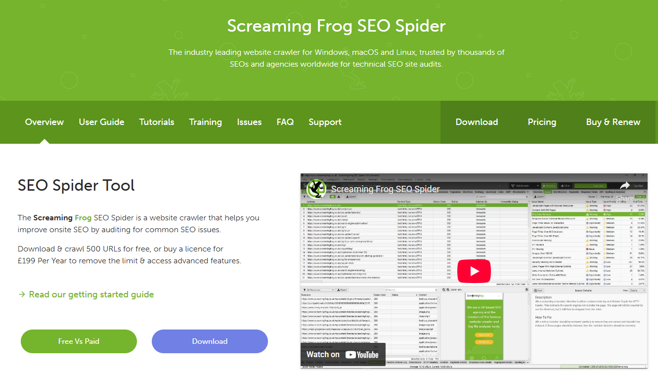 screaming frog homepage