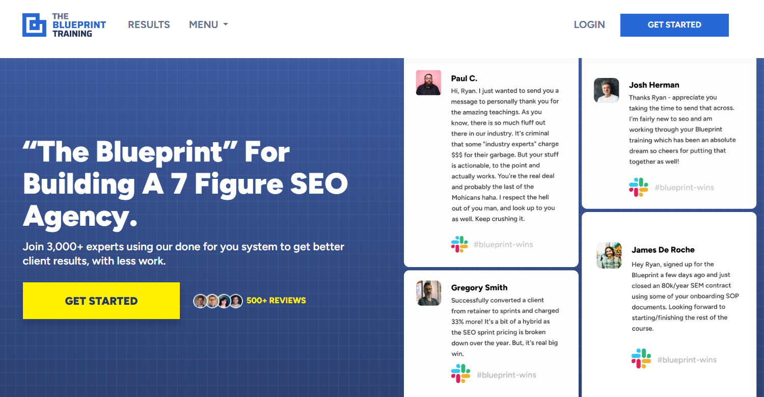the blueprint training homepage