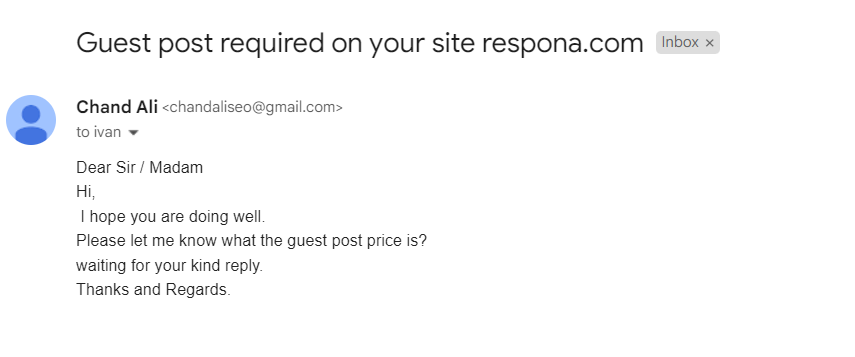 bad guest post pitch example