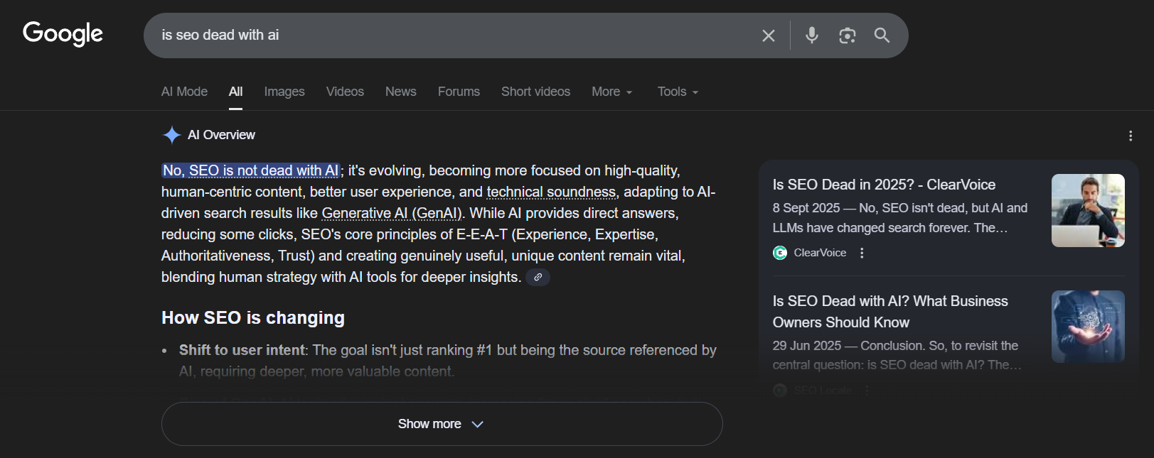google ai overview example