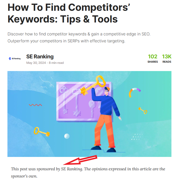 sponsored post example