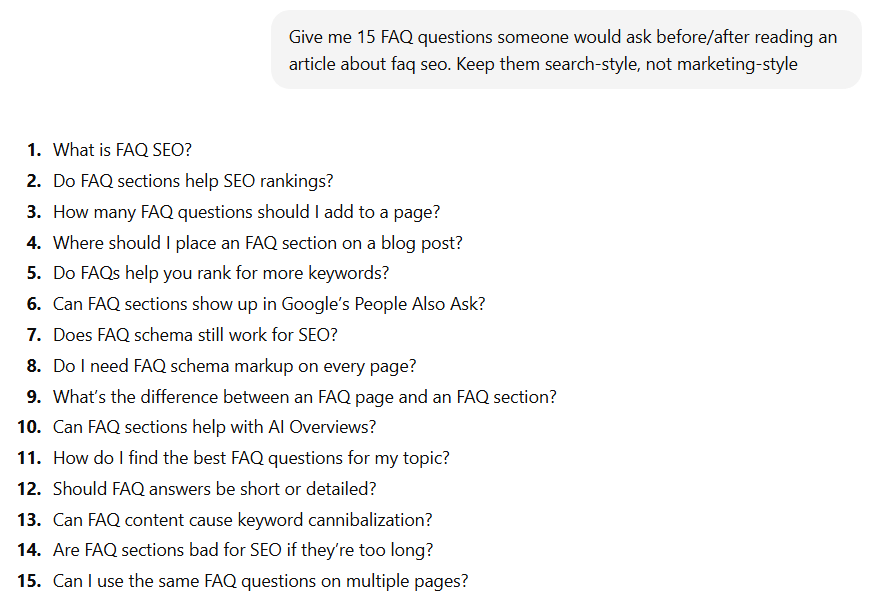 using chatgpt for finding faq ideas