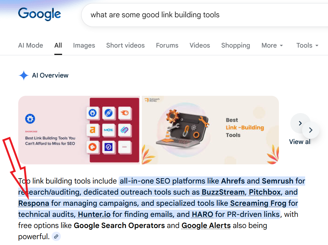 google ai overviews recommending respona