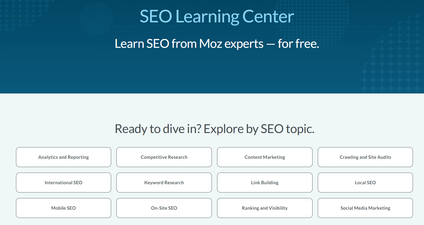 moz seo learning center pillar page example