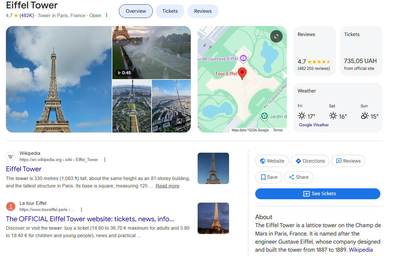 eiffel tower as an entity example