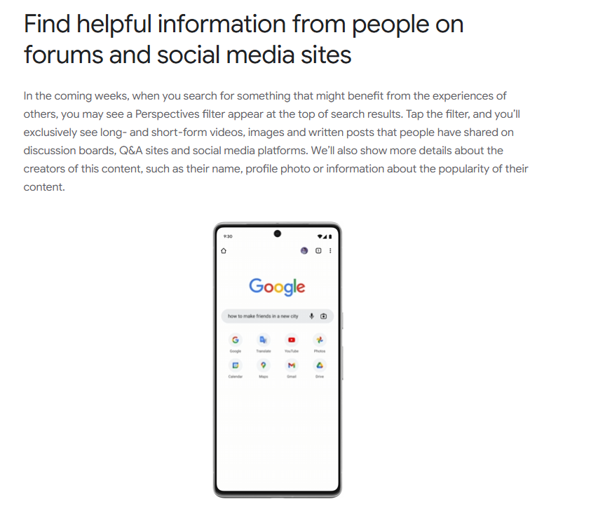 google prospective update