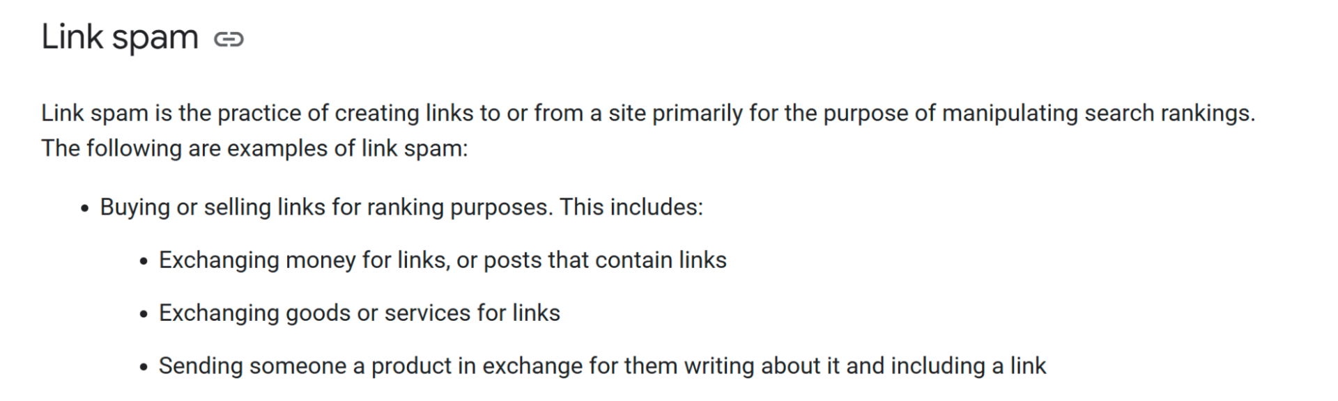 google link spam guidelines