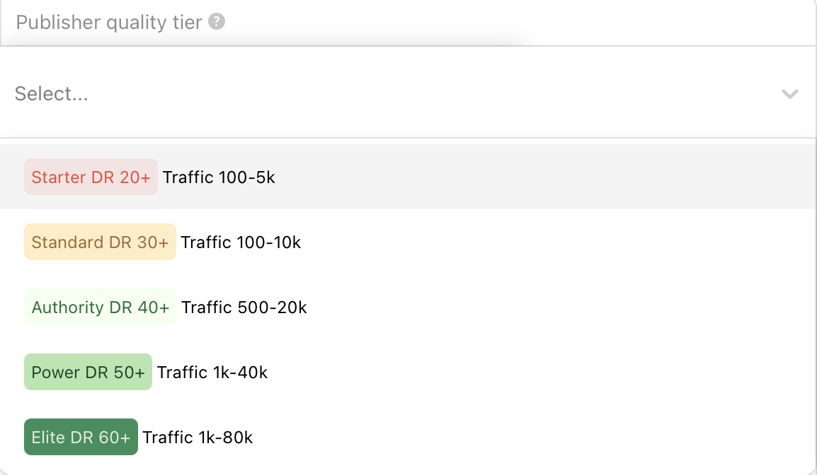 selecting publisher quality tier