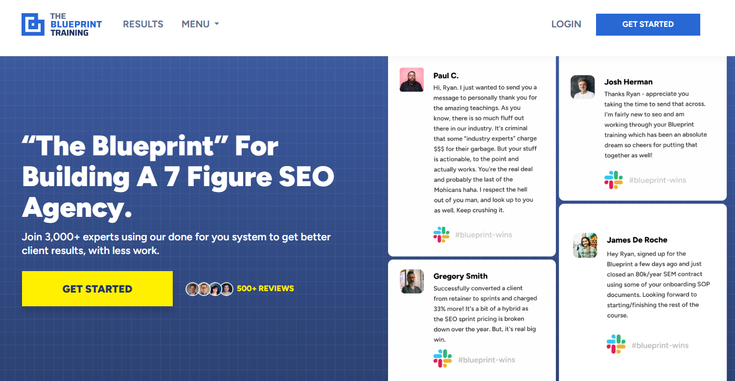 the bllueprint traininig homepage