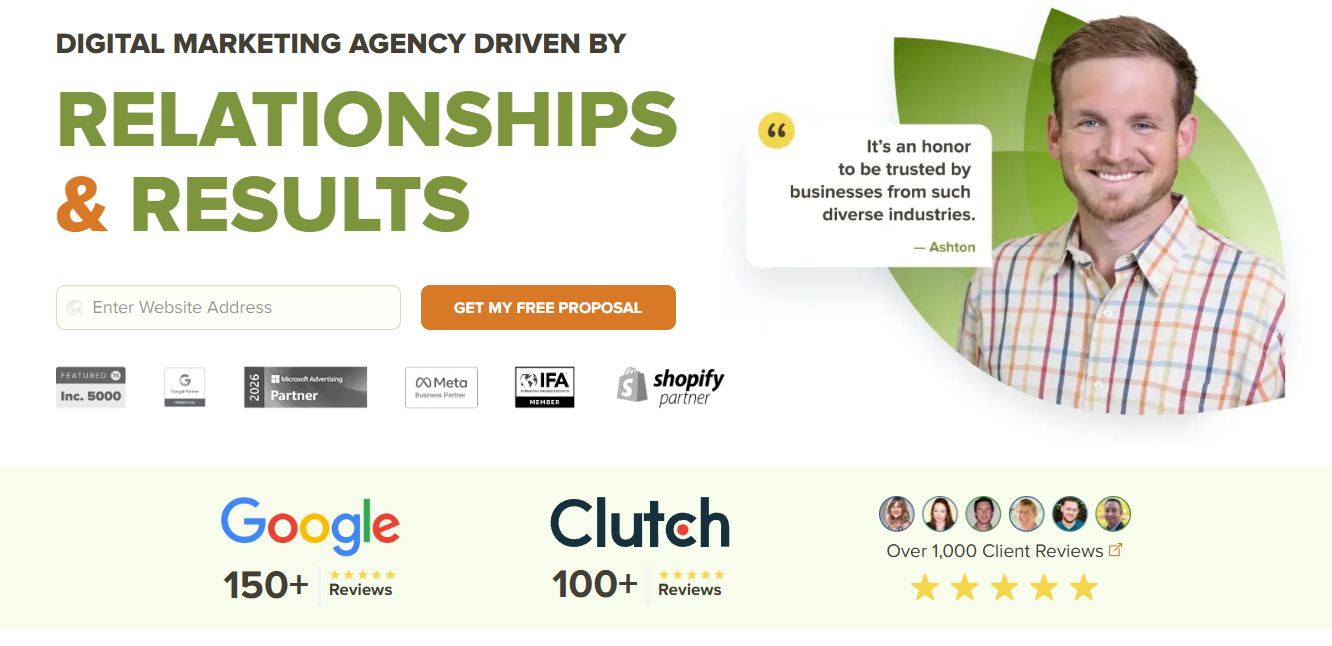 thrive marketing agency homepage