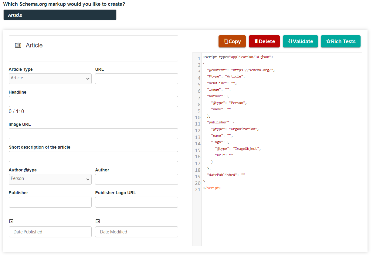 schema markup generator
