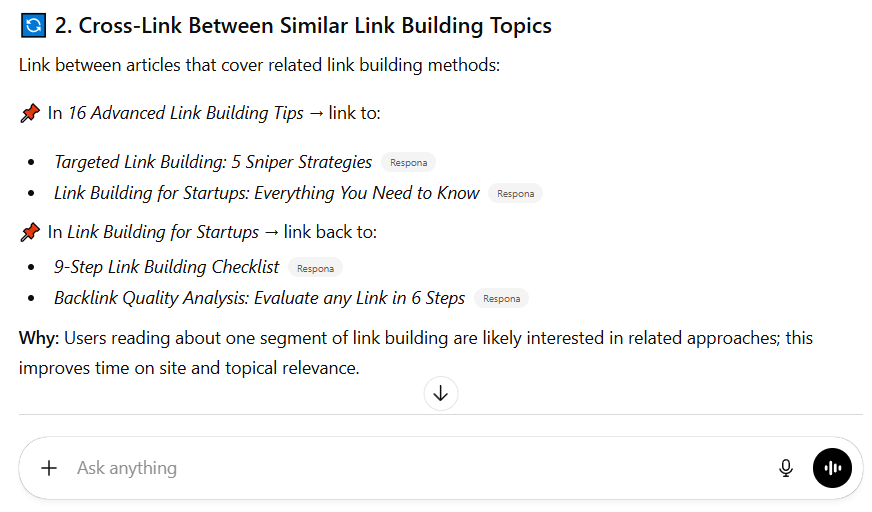 using chatgpt for internal link suggestions