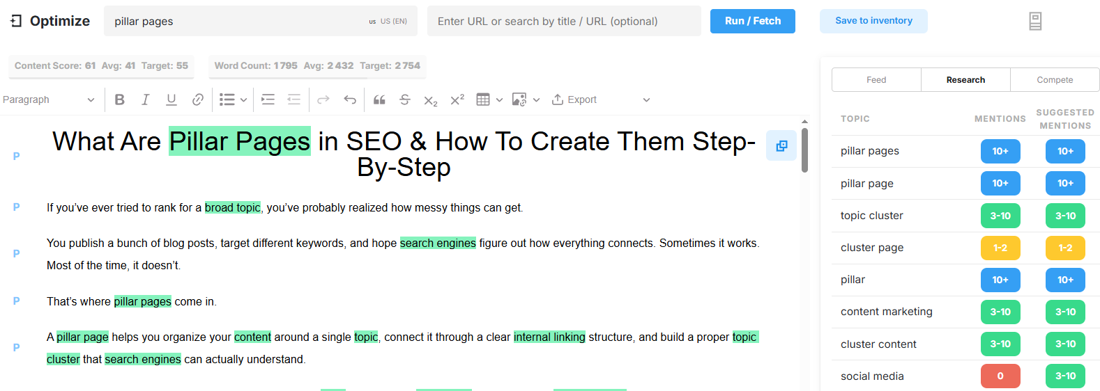 using marketmuse for optimizing content for keywords