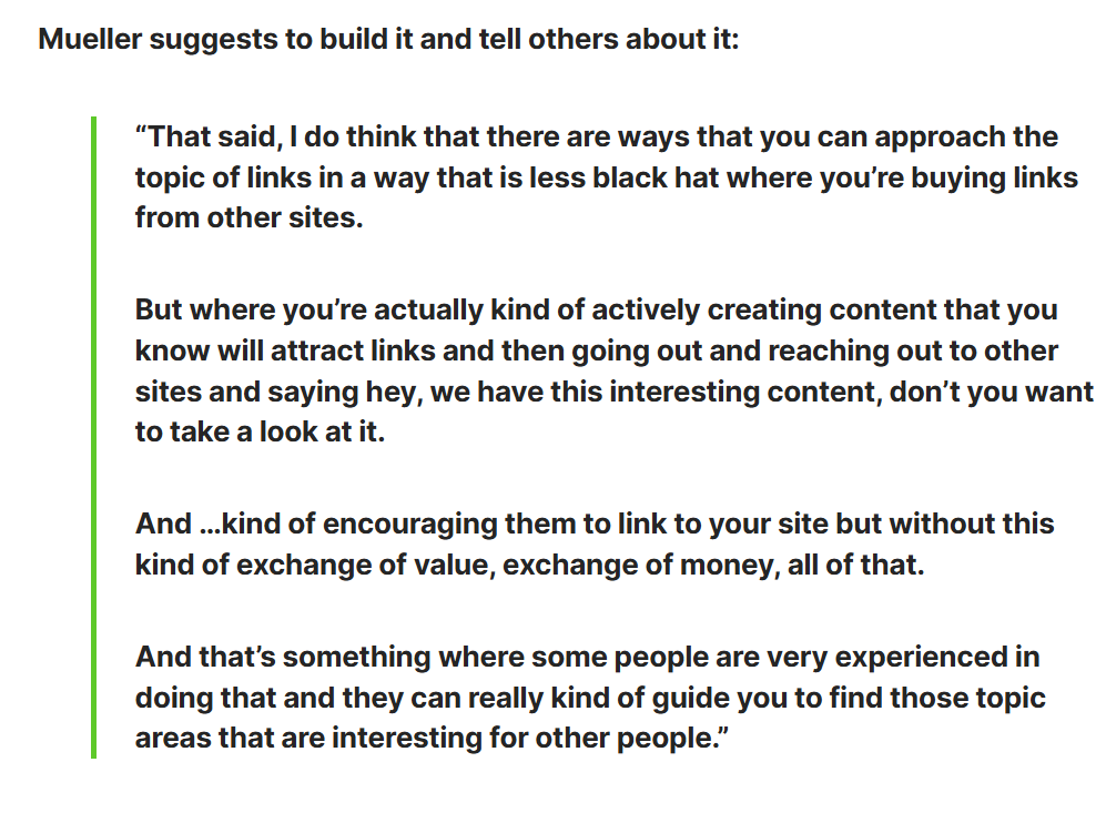 john mueller on the proper way to get links