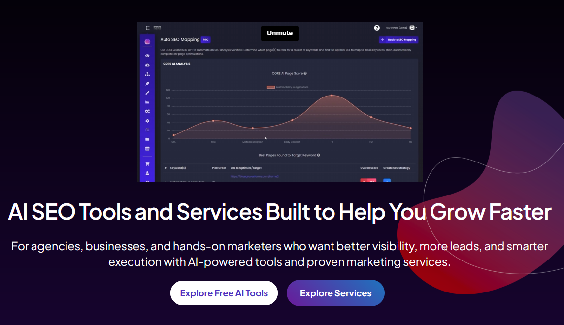 seo vendor homepage