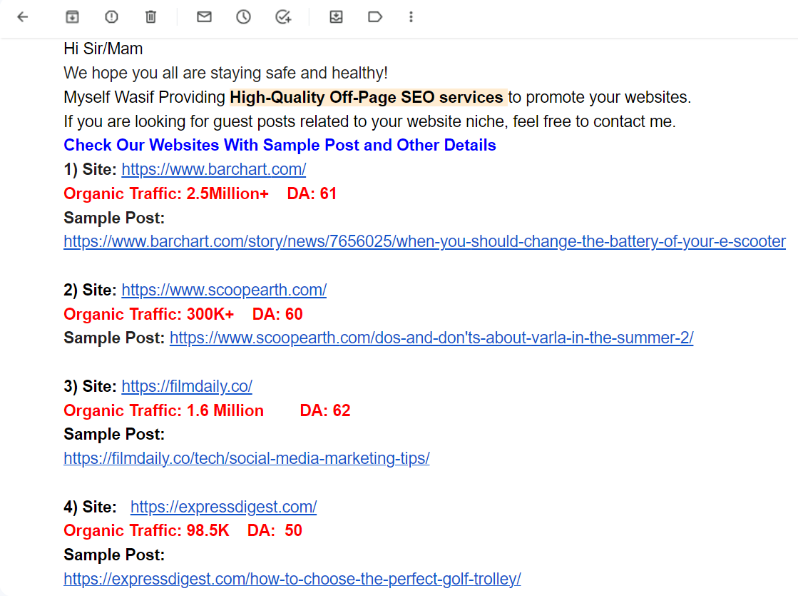 paid link pitch example