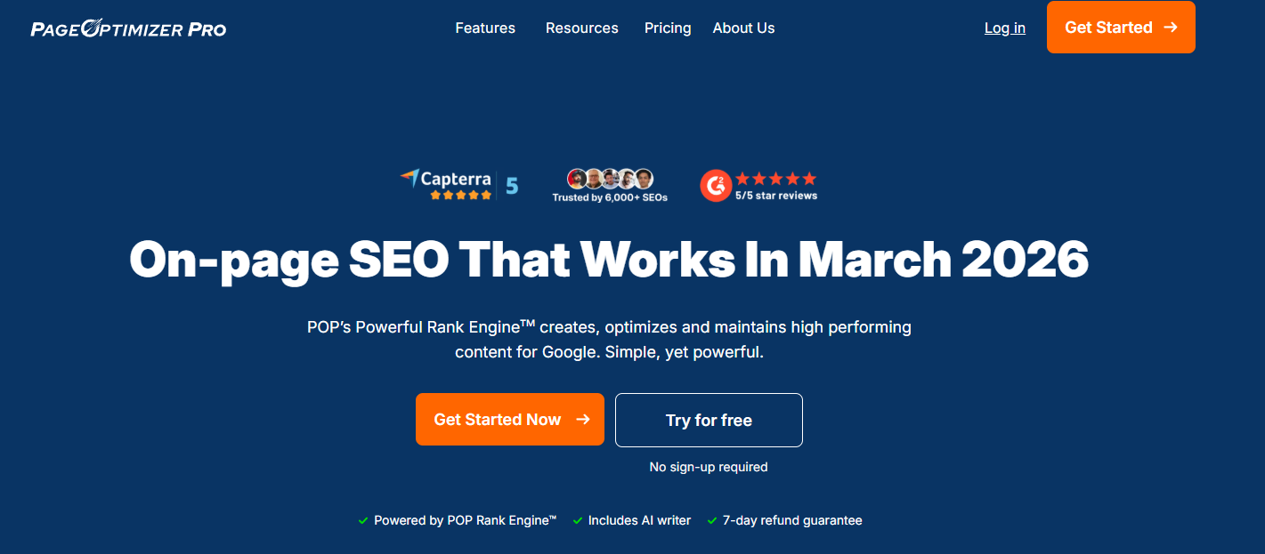 page optimizer homepage