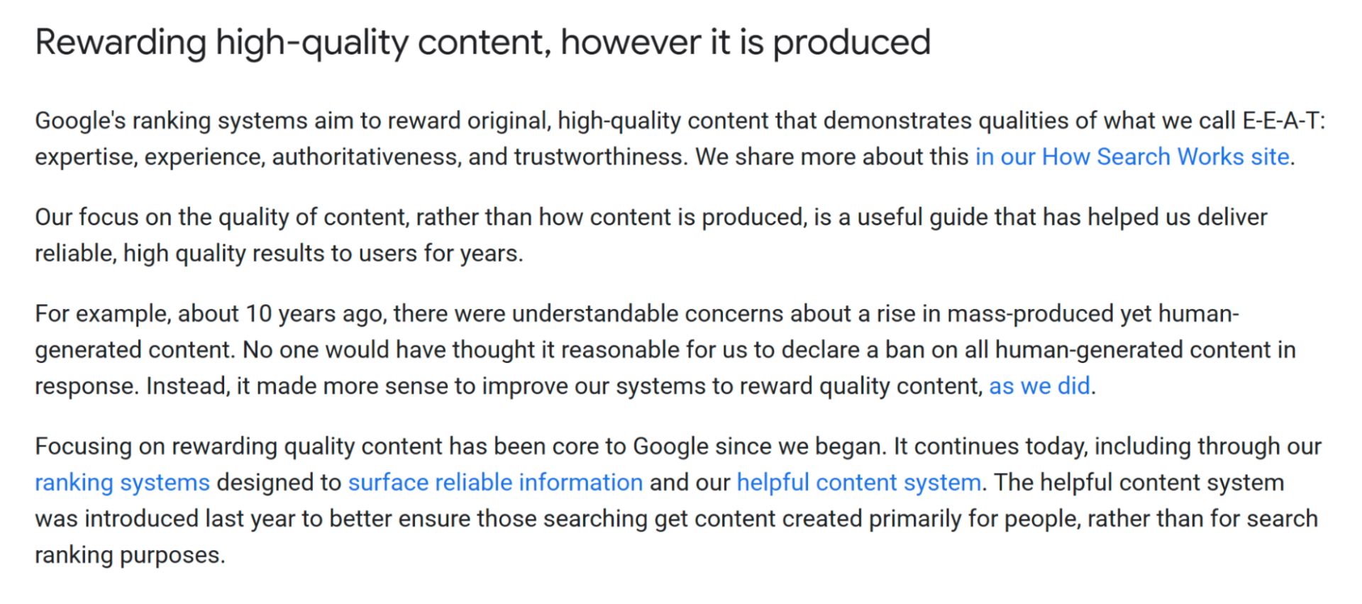 google stance on ai content