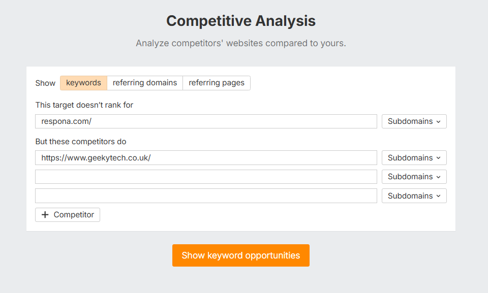ahrefs compettiive analysis tool