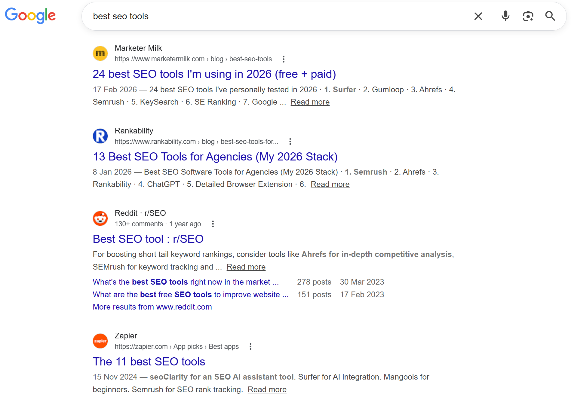 commercial intent search results