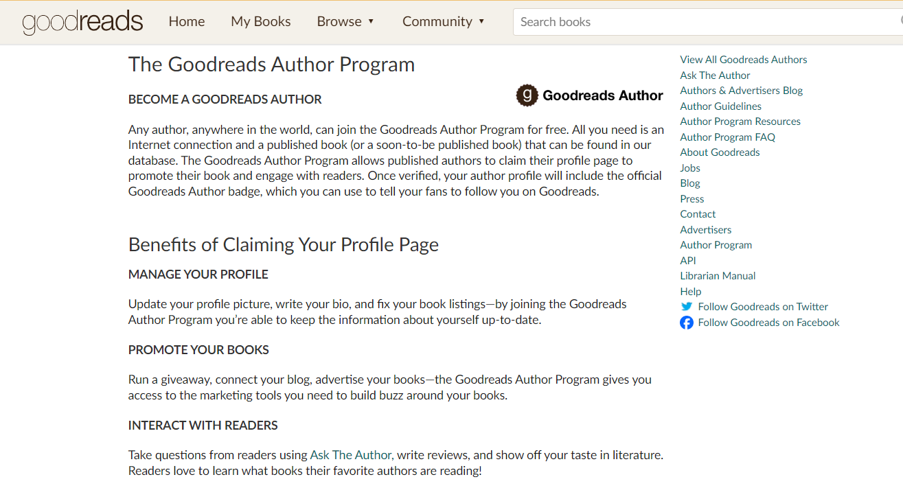 goodreads author program