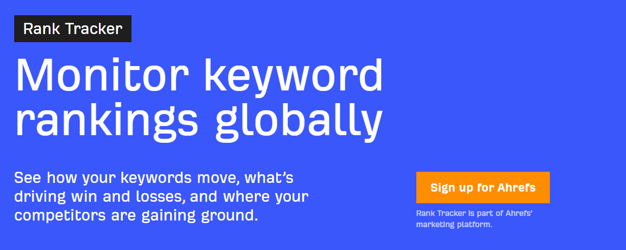 ahrefs rank tracker homepage