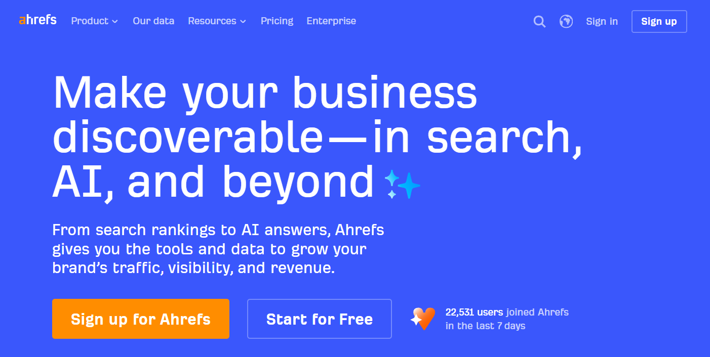 ahrefs homepage