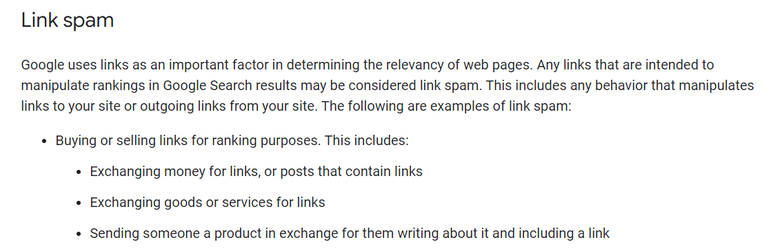 google link spam guidelines