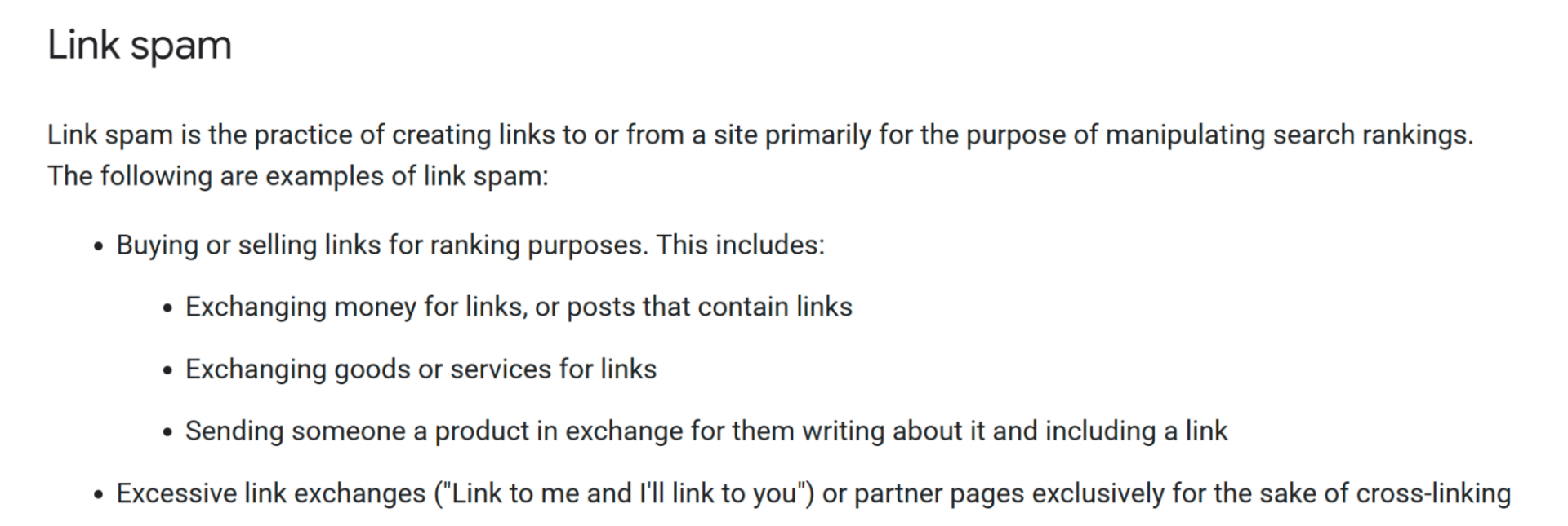 google link spam guidelines