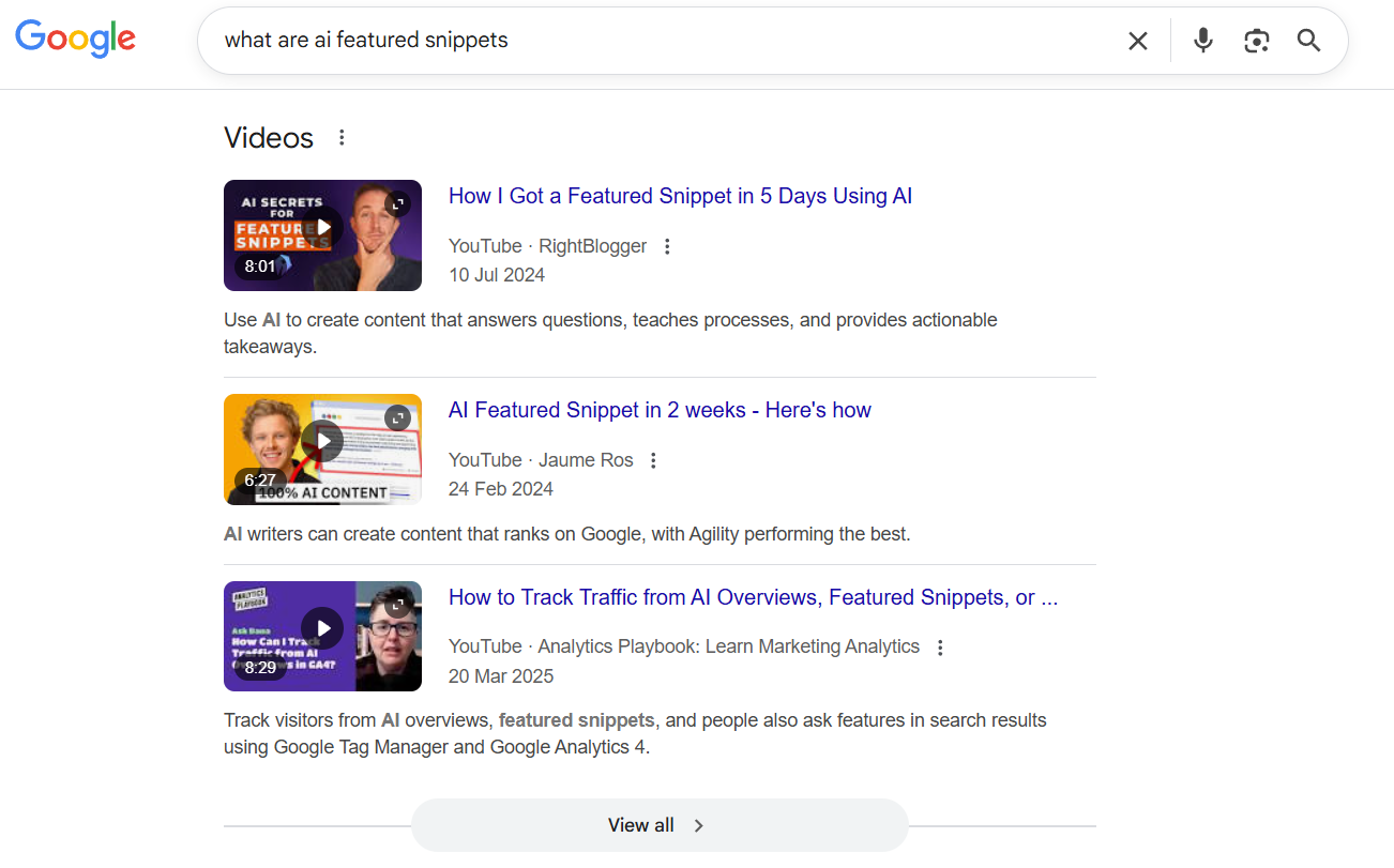 video featured snippet example